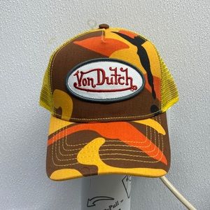 Von Dutch Orange Camo & Yellow Trucker Hat